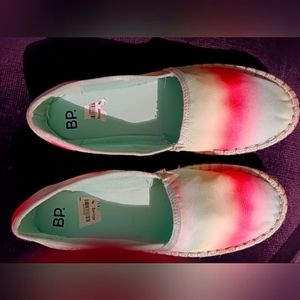 BP rainbow slip-on tennis shoes